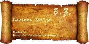 Barinka Zója névjegykártya